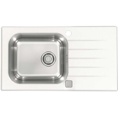 Alveus Altone - Fregadero 78x44 Cm, Con Control De Desagüe, Cristal Blanco/acero Inoxidable 1130527 Alveus Altone - Fregadero 78x44 Cm, Con Control De Desagüe, Cristal Blanco/acero Inoxidable 1130527