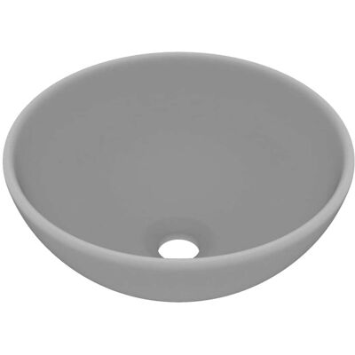 vidaXL Lavabo Redondo de Lujo Gris Claro Cerámica - Lavabo vidaXL Lavabo Redondo de Lujo Gris Claro Cerámica - Lavabo