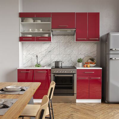Vicco - Mueble De Cocina Fame-line, Burdeos Brillo Intenso/blanco, 200 Cm , Et Mármol Vicco - Mueble De Cocina Fame-line, Burdeos Brillo Intenso/blanco, 200 Cm , Et Mármol