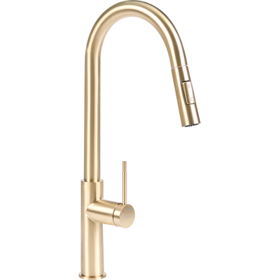 BELIANI Grifo De Cocina Con Caño Extraíble Grifo Mezclador De Acero Inoxidable Acabado Cepillado Dorado Paranam BELIANI Grifo De Cocina Con Caño Extraíble Grifo Mezclador De Acero Inoxidable Acabado Cepillado Dorado Paranam