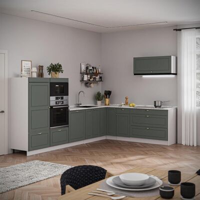 Cocina Esquinera Fame-line, Verde Dorado Casa De Campo/blanco, 327 X 227 Cm Sin Encimera, Vicco Cocina Esquinera Fame-line, Verde Dorado Casa De Campo/blanco, 327 X 227 Cm Sin Encimera, Vicco