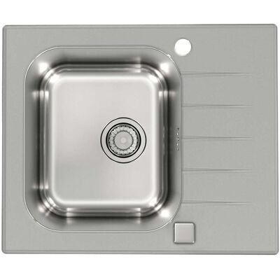 Alveus Altone - Fregadero 60x50 Cm, Con Control De Desagüe, Cristal Gris/acero Inoxidable 1130526 Alveus Altone - Fregadero 60x50 Cm, Con Control De Desagüe, Cristal Gris/acero Inoxidable 1130526