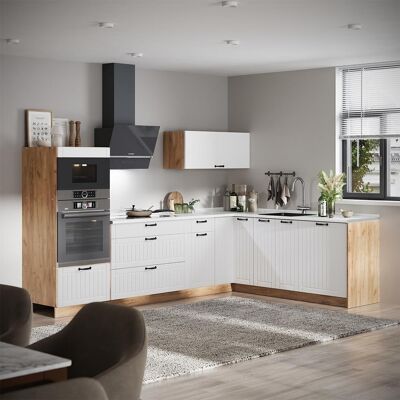 Cocina Esquinera Fame-line, Blanco Casa De Campo/roble Dorado, 287 X 207 Cm, Et Mármol, Vicco Cocina Esquinera Fame-line, Blanco Casa De Campo/roble Dorado, 287 X 207 Cm, Et Mármol, Vicco