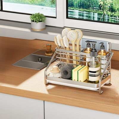 OEM Estante Lineal De Cocina De Acero Inoxidable Con Drenaje Eficiente, Fácil Instalación Y Diseño Compacto, 251517 Cm, Color Metalizado. OEM Estante Lineal De Cocina De Acero Inoxidable Con Drenaje Eficiente, Fácil Instalación Y Diseño Compacto, 251517 Cm, Color Metalizado.