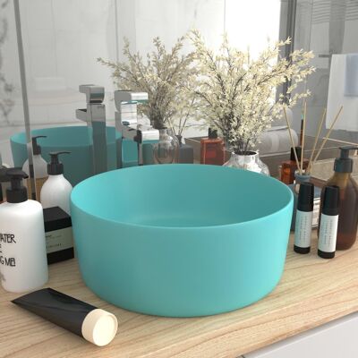 Lavabo de Lujo vidaXL - Redondo Verde Claro Cerámico - 40x15cm - Lavabo de Baño Lavabo de Lujo vidaXL - Redondo Verde Claro Cerámico - 40x15cm - Lavabo de Baño