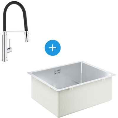 Conjunto de Fregadero de Cocina Grohe K700 - 540x440mm, Doble Cazo Conjunto de Fregadero de Cocina Grohe K700 - 540x440mm, Doble Cazo