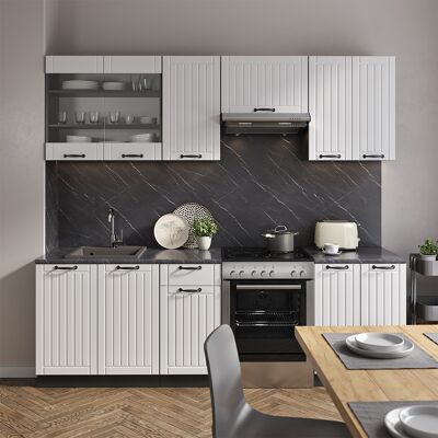 Vicco - Mueble De Cocina Fame-line, Casa De Campo Blanca/antracita, 240 Cm , Et Mármol Vicco - Mueble De Cocina Fame-line, Casa De Campo Blanca/antracita, 240 Cm , Et Mármol