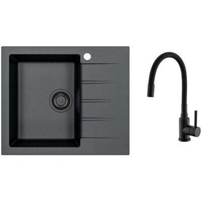 Alveus - Conjunto De Fregadero Cadit 10 Y Grifo Mintas, Negro Intenso Seta25620 Alveus - Conjunto De Fregadero Cadit 10 Y Grifo Mintas, Negro Intenso Seta25620