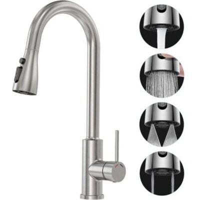 OEM Grifo De Cocina Con Rociador Extraíble - Grifo Mezclador Plegable Para Fregadero De Cocina Srewohs Pro Con 4 Modos De Rociado, Grifo De Acero Inoxidable De Arco Alto De 360° OEM Grifo De Cocina Con Rociador Extraíble - Grifo Mezclador Plegable Para Fregadero De Cocina Srewohs Pro Con 4 Modos De Rociado, Grifo De Acero Inoxidable De Arco Alto De 360°