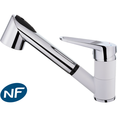 Essebagno Embla Grifo Mezclador Para Fregadero Blanco Cromado Con Ducha Extraíble Essebagno Embla Grifo Mezclador Para Fregadero Blanco Cromado Con Ducha Extraíble