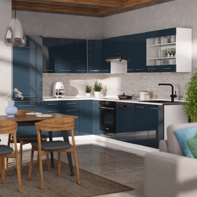 Vicco - Cocina Esquinera Fame-line, Azul Oscuro Alto Brillo/blanco, 287 X 227 Cm , Et Antracita Vicco - Cocina Esquinera Fame-line, Azul Oscuro Alto Brillo/blanco, 287 X 227 Cm , Et Antracita