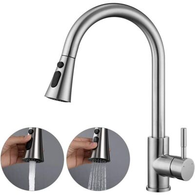 OEM Grifo De Cocina Extraíble Con Rociador, Grifo De Cocina De Alta Presión Con 2 Velocidades De Agua, Grifo De Fregadero Giratorio 360°, Grifo Mezclador De Cocina (plateado) -crezuo OEM Grifo De Cocina Extraíble Con Rociador, Grifo De Cocina De Alta Presión Con 2 Velocidades De Agua, Grifo De Fregadero Giratorio 360°, Grifo Mezclador De Cocina (plateado) -crezuo