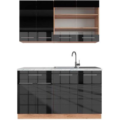 Vicco - Cocina Para Solteros Fame-line, Antracita Brillo Intenso/roble Dorado Eléctrico, 140 Cm , Et Mármol Vicco - Cocina Para Solteros Fame-line, Antracita Brillo Intenso/roble Dorado Eléctrico, 140 Cm , Et Mármol