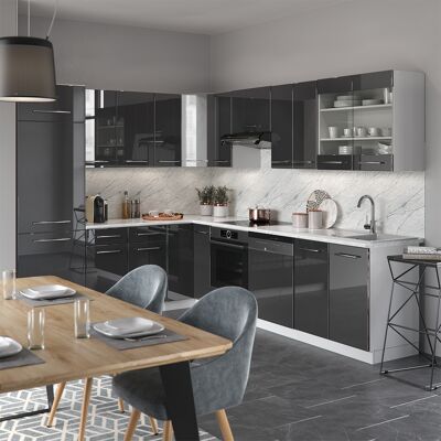 Vicco - Cocina Esquinera Fame-line, Antracita Brillo Intenso/blanco, 227 X 287 Cm , Et Antracita Vicco - Cocina Esquinera Fame-line, Antracita Brillo Intenso/blanco, 227 X 287 Cm , Et Antracita