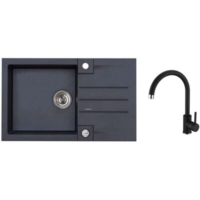 Alveus - Conjunto De Fregadero Rock 130 Y Grifo Kati, Con Control De Desagüe, Carbono Seta25891 Alveus - Conjunto De Fregadero Rock 130 Y Grifo Kati, Con Control De Desagüe, Carbono Seta25891