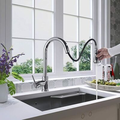 OEM Grifo De Cocina, Cabezal De Ducha Giratorio De 360°, 3 Tipos De Chorro, Monomando, Fregadero Cromado. OEM Grifo De Cocina, Cabezal De Ducha Giratorio De 360°, 3 Tipos De Chorro, Monomando, Fregadero Cromado.