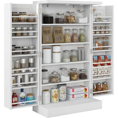 JHY DESIGN Armario De Cocina De 2 Puertas, 16 Estantes, Estilo Moderno Con Estantes Ajustables, 60 X 30 X 104 Cm, Blanco JHY DESIGN Armario De Cocina De 2 Puertas, 16 Estantes, Estilo Moderno Con Estantes Ajustables, 60 X 30 X 104 Cm, Blanco