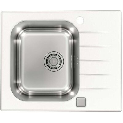 Alveus Altone - Fregadero 60x50 Cm, Con Control De Desagüe, Cristal Blanco/acero Inoxidable 1130525 Alveus Altone - Fregadero 60x50 Cm, Con Control De Desagüe, Cristal Blanco/acero Inoxidable 1130525