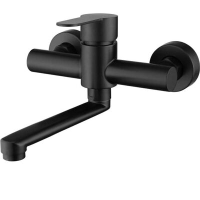 OEM Grifo De Cocina Mural De Acero Inoxidable 304, Mezclador De Fregadero Giratorio De 360°, Caño Negro. OEM Grifo De Cocina Mural De Acero Inoxidable 304, Mezclador De Fregadero Giratorio De 360°, Caño Negro.