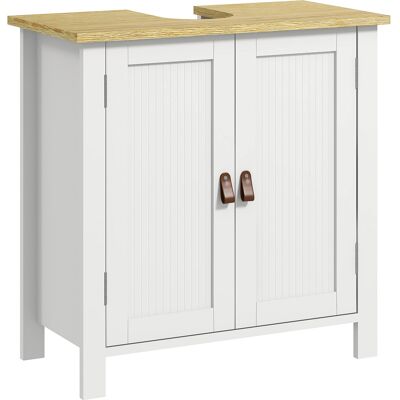 JHY DESIGN Mueble Bajo Fregadero Con 2 Puertas, Estante Ajustable, 60 X 30 X 60 Cm, Blanco JHY DESIGN Mueble Bajo Fregadero Con 2 Puertas, Estante Ajustable, 60 X 30 X 60 Cm, Blanco