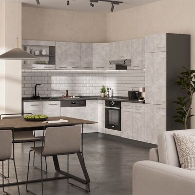 Vicco - Cocina Esquinera R-line, Hormigón/antracita, 227 X 287 Cm , Et Mármol Vicco - Cocina Esquinera R-line, Hormigón/antracita, 227 X 287 Cm , Et Mármol