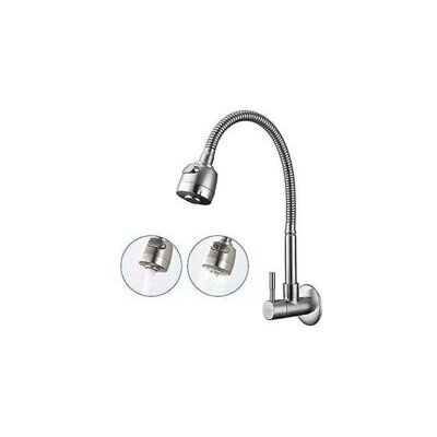 OEM Grifo De Cocina Mural Giratorio De 360°, Mezclador Monomando De Agua Fría Para Fregadero, Grifo Mural Con Superficie Cepillada, Tubo De Cocina Con Resorte - Crezuo OEM Grifo De Cocina Mural Giratorio De 360°, Mezclador Monomando De Agua Fría Para Fregadero, Grifo Mural Con Superficie Cepillada, Tubo De Cocina Con Resorte - Crezuo