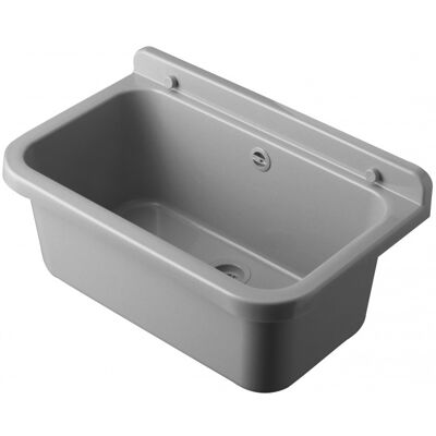 Fregadero De Pared Para Exterior, 55x34 Cm, Con Rebosadero – Gris – Jardín Y Garaje – Kit De Montaje Y Vaciado – Negrari Fregadero De Pared Para Exterior, 55x34 Cm, Con Rebosadero – Gris – Jardín Y Garaje – Kit De Montaje Y Vaciado – Negrari