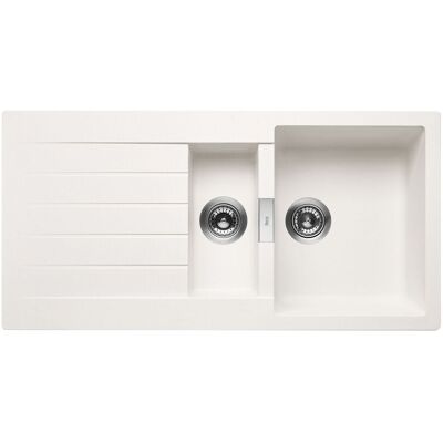 Roca - Fregadero Reversible De 2 Cubetas De Quarzex® Color: Blanco Roca - Fregadero Reversible De 2 Cubetas De Quarzex® Color: Blanco