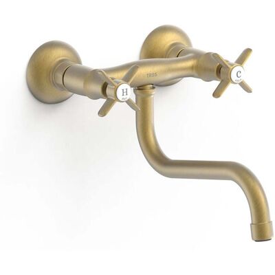 Grifo de Cocina de Latón Viejo Mate de Tres - Cocina Grifo de Cocina de Latón Viejo Mate de Tres - Cocina
