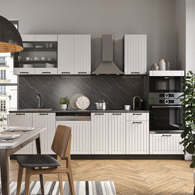 Vicco - Mueble De Cocina Fame-line, Casa De Campo Blanca/antracita, 300 Cm Con Armario Alto, Et Mármol Vicco - Mueble De Cocina Fame-line, Casa De Campo Blanca/antracita, 300 Cm Con Armario Alto, Et Mármol