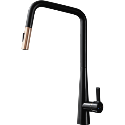 Essebagno - Style Grifo De Cocina Con Ducha De Mano En Negro Y Oro Rosa Essebagno - Style Grifo De Cocina Con Ducha De Mano En Negro Y Oro Rosa
