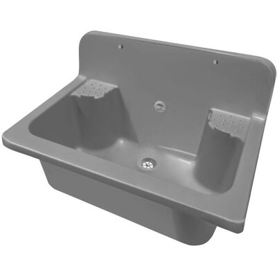 Fregadero De Exterior De Pared, 56x37 Cm, Gris, Con Seno De Doble Cara, Para Jardín Y Garaje, Kit De Montaje Y Vaciado, Negrari Fregadero De Exterior De Pared, 56x37 Cm, Gris, Con Seno De Doble Cara, Para Jardín Y Garaje, Kit De Montaje Y Vaciado, Negrari