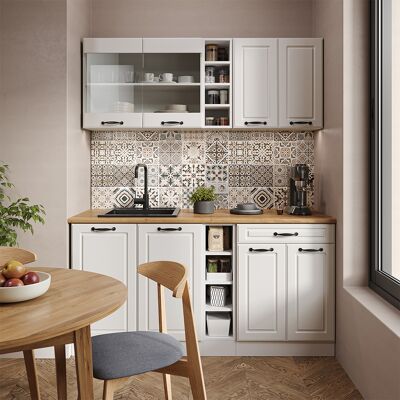 Vicco - Cocina Para Solteros R-line, Casa De Campo Blanca/blanca, 160 Cm , Et Mármol Vicco - Cocina Para Solteros R-line, Casa De Campo Blanca/blanca, 160 Cm , Et Mármol