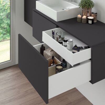 Kit De Cajón Para Cocina O Baño Vertex De Altura 93mm Con Tableros Incluidos, Módulo 450mm, Pintado Blanco - Emuca Kit De Cajón Para Cocina O Baño Vertex De Altura 93mm Con Tableros Incluidos, Módulo 450mm, Pintado Blanco - Emuca