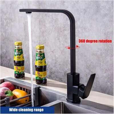 OEM Grifo De Cocina Cuadrado Negro Mate/cromado, Grifo De Agua Fría Y Caliente Para Fregadero, Mezclador Giratorio De 360 Grados, Grifo De Agua Para Encimera (color: Nero) -crezuo OEM Grifo De Cocina Cuadrado Negro Mate/cromado, Grifo De Agua Fría Y Caliente Para Fregadero, Mezclador Giratorio De 360 Grados, Grifo De Agua Para Encimera (color: Nero) -crezuo