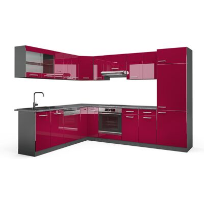 Vicco - Cocina Esquinera R-line, Burdeos Brillo Intenso/antracita, 227 X 287 Cm , Et Antracita Vicco - Cocina Esquinera R-line, Burdeos Brillo Intenso/antracita, 227 X 287 Cm , Et Antracita