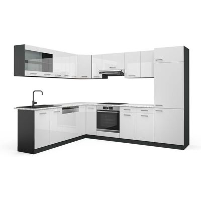 Vicco - Cocina Esquinera R-line, Blanco Brillo/antracita, 227 X 287 Cm , Et Mármol Vicco - Cocina Esquinera R-line, Blanco Brillo/antracita, 227 X 287 Cm , Et Mármol