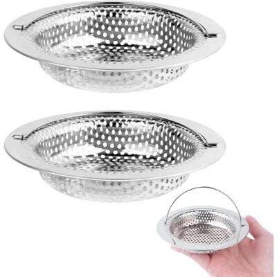 OEM Juego De 2 Coladores Para Fregadero De Cocina, Colador De Desagüe De Acero Inoxidable Con Asa Elevable, Colador De Desagüe De 8 Cm, Colador Para Fregadero De Cocina, 11 Cm X 2 Cm De Altura - Crezuo OEM Juego De 2 Coladores Para Fregadero De Cocina, Colador De Desagüe De Acero Inoxidable Con Asa Elevable, Colador De Desagüe De 8 Cm, Colador Para Fregadero De Cocina, 11 Cm X 2 Cm De Altura - Crezuo