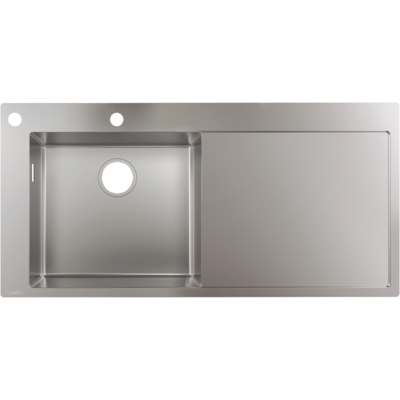 Fregadero de cocina de acero inoxidable Hansgrohe S718-F450 con cuenca izquierda - Fregadero Fregadero de cocina de acero inoxidable Hansgrohe S718-F450 con cuenca izquierda - Fregadero