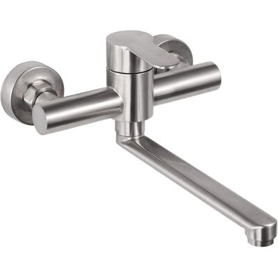 OEM Grifo De Cocina Mural, Mezclador Mural De Acero Inoxidable, Giratorio 360° Para Fregadero, Agua Fría Y Caliente, Orificios De Montaje Ajustables, Brazo Giratorio De 23 Cm, Acabado Cepillado. OEM Grifo De Cocina Mural, Mezclador Mural De Acero Inoxidable, Giratorio 360° Para Fregadero, Agua Fría Y Caliente, Orificios De Montaje Ajustables, Brazo Giratorio De 23 Cm, Acabado Cepillado.