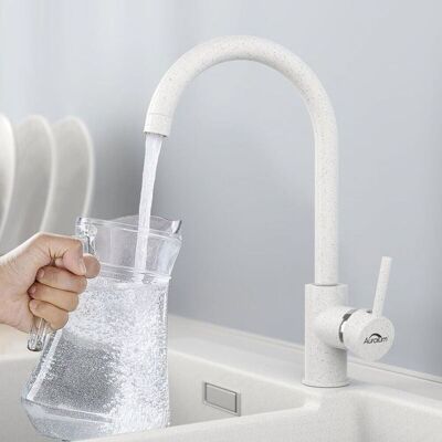 OEM Grifo De Cocina De Caño Alto, Grifo Mezclador De Fregadero De Una Sola Manija, Giratorio 360°, Grifo Mezclador De Cocina De Latón Para Agua Fría Y Caliente Con OEM Grifo De Cocina De Caño Alto, Grifo Mezclador De Fregadero De Una Sola Manija, Giratorio 360°, Grifo Mezclador De Cocina De Latón Para Agua Fría Y Caliente Con