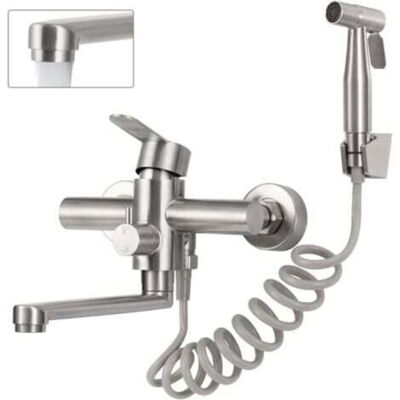 OEM Grifo De Cocina Mural, Grifo Mezclador Mural Con Rociador, Grifo Mezclador Giratorio De 360°, Caño Giratorio De 23 Cm, Acero Inoxidable Cepillado. OEM Grifo De Cocina Mural, Grifo Mezclador Mural Con Rociador, Grifo Mezclador Giratorio De 360°, Caño Giratorio De 23 Cm, Acero Inoxidable Cepillado.
