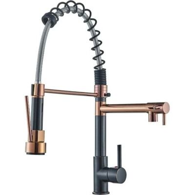 OEM Grifo De Fregadero De Cocina Con Rociador Extraíble, Grifo Mezclador De 2 Funciones Con Caño Giratorio De 360°, Oro Rosa. OEM Grifo De Fregadero De Cocina Con Rociador Extraíble, Grifo Mezclador De 2 Funciones Con Caño Giratorio De 360°, Oro Rosa.