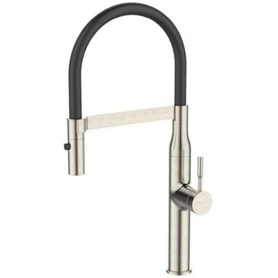 Alveus Mirage - Grifo De Fregadero Con Brazo Flexible Y Ducha, Acero Inoxidable/negro Mate 1150892 Alveus Mirage - Grifo De Fregadero Con Brazo Flexible Y Ducha, Acero Inoxidable/negro Mate 1150892