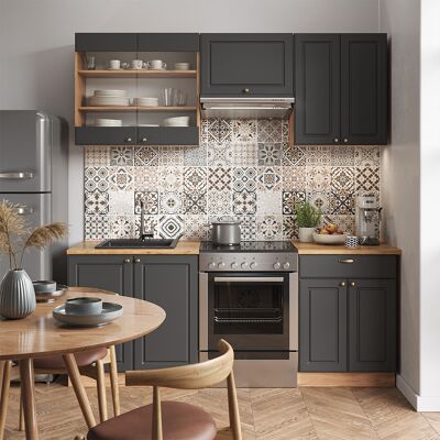 Vicco - Mueble De Cocina Fame-line, Antracita Casa De Campo/roble Kraft Dorado, 200 Cm , Et Antracita Vicco - Mueble De Cocina Fame-line, Antracita Casa De Campo/roble Kraft Dorado, 200 Cm , Et Antracita