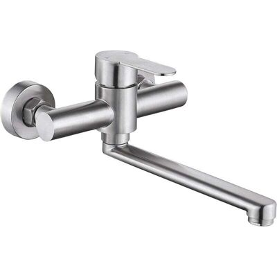 OEM Grifo De Cocina Mural Crezuo, Mezclador Giratorio De 360° Para Fregadero, Acero Inoxidable 304, Acabado Cepillado. OEM Grifo De Cocina Mural Crezuo, Mezclador Giratorio De 360° Para Fregadero, Acero Inoxidable 304, Acabado Cepillado.