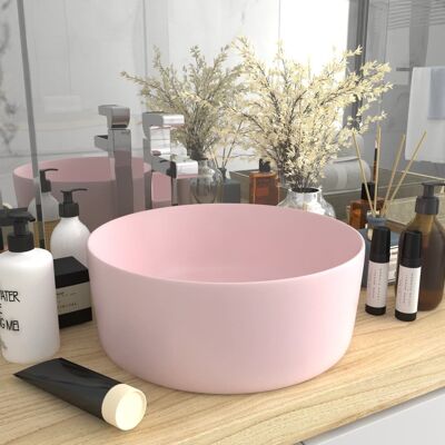 vidaXL Lavabo de Lujo Redondo Rosa Mate - Lavabo vidaXL Lavabo de Lujo Redondo Rosa Mate - Lavabo
