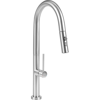 BELIANI Grifo De Cocina Con Brazo Oscilante Y Rociador Extraíble Con Muelle De Acero Inoxidable Con Acabado Cepillado Plateado Jujuy BELIANI Grifo De Cocina Con Brazo Oscilante Y Rociador Extraíble Con Muelle De Acero Inoxidable Con Acabado Cepillado Plateado Jujuy