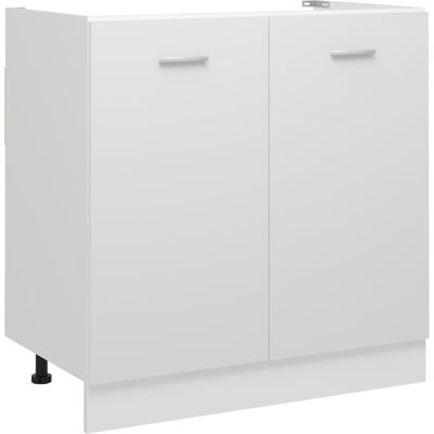 vidaXL Gabinete de fregadero blanco de madera ingenierada - Estante de almacenamiento para fregadero vidaXL Gabinete de fregadero blanco de madera ingenierada - Estante de almacenamiento para fregadero
