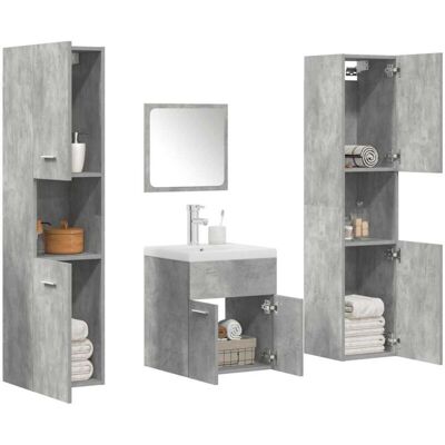 Set Muebles De Baño 5 Piezas Madera Ingeniería Gris Hormigón Vidaxl Set Muebles De Baño 5 Piezas Madera Ingeniería Gris Hormigón Vidaxl